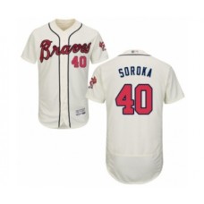 Men's Atlanta Braves #40 Mike Soroka Cream Alternate Flex Base Authentic Collection Baseball Jersey