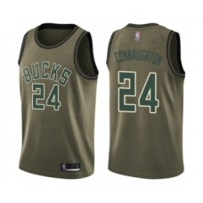 Men's Milwaukee Bucks #24 Pat Connaughton Swingman Green Salute to Service Basketball Stitched Jersey