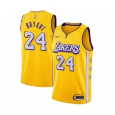 Men's Los Angeles Lakers #24 Kobe Bryant Swingman Gold 2019-20 City Edition Basketball Stitched Jersey