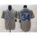 Men's Los Angeles Dodgers #34 Fernando Valenzuela Grey Cool Base Stitched Baseball Jersey1