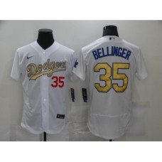 Men's Los Angeles Dodgers #35 Cody Bellinger Olive Gold Authentic Stitched Jersey