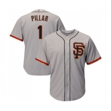 Men's San Francisco Giants #1 Kevin Pillar Replica Grey Road 2 Cool Base Baseball Jersey