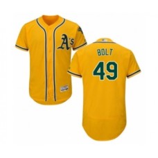 Men's Oakland Athletics #49 Skye Bolt Gold Alternate Flex Base Authentic Collection Baseball Player Stitched Jersey