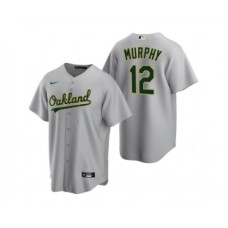 Men's Oakland Athletics #12 Sean Murphy Grey Cool Base Stitched Jersey