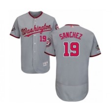 Men's Washington Nationals #19 Anibal Sanchez Grey Road Flex Base Authentic Collection 2019 World Series Champions Baseball Stitched Jersey