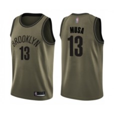 Men's Brooklyn Nets #13 Dzanan Musa Swingman Green Salute to Service Basketball Jersey