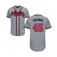 Men's Atlanta Braves #45 Kevin Gausman Grey Road Flex Base Authentic Collection Baseball Jersey