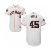 Men's Houston Astros #45 Gerrit Cole White Home Flex Base Authentic Collection 2019 World Series Bound Baseball Stitched Jersey