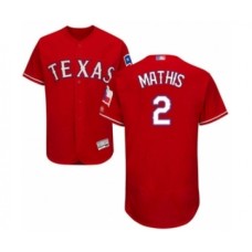 Men's Texas Rangers #2 Jeff Mathis Red Alternate Flex Base Authentic Collection Baseball Player Stitched Jersey