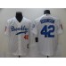 Men's Los Angeles Dodgers #42 Jackie Robinson White Throwback Stitched Jersey