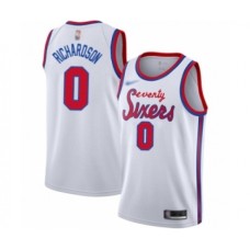 Men's Philadelphia 76ers #0 Josh Richardson Authentic White Hardwood Classics Basketball Stitched Jersey