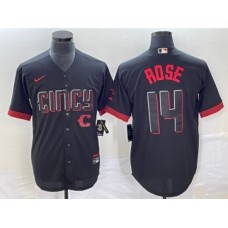 Men's Cincinnati Reds #9 Matt McLain Black 2023 City Connect Cool Base Stitched Jersey 1