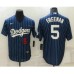 Men's Los Angeles Dodgers #5 Freddie Freeman Navy Blue Pinstripe Stitched MLB Cool Base Nike Jersey