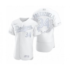 Men's Fernando Valenzuela #34 Los Angeles Dodgers White Awards Collection NL Cy Young Stitched Jersey