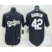 Men's Los Angeles Dodgers #42 Jackie Robinson Black Turn Back The Clock Stitched Cool Base Jersey