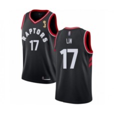 Men's Toronto Raptors #17 Jeremy Lin Swingman Black 2019 Basketball Finals Champions Jersey Statement Edition