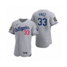 Men's Los Angeles Dodgers #33 David Price Nike Gray 2020 World Series Authentic Road Stitched Jersey