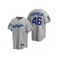 Men's Los Angeles Dodgers #46 Tony Gonsolin Gray 2020 World Series Replica Stitched Jersey