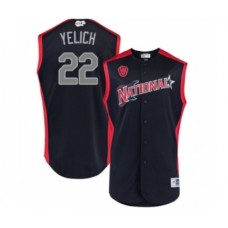 Men's Milwaukee Brewers #22 Christian Yelich Authentic Navy Blue National League 2019 Baseball All-Star Jersey