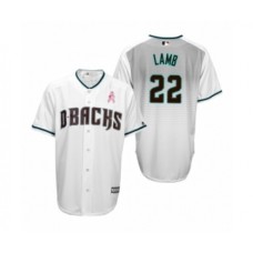 Men's Jake Lamb Arizona Diamondbacks #22 White Teal 2019 Mothers Day Cool Base Stitched Jersey