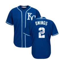 Men's Kansas City Royals #2 Chris Owings Blue Authentic Blue Team Logo Fashion Cool Base Baseball Jersey