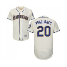 Men's Seattle Mariners #20 Dan Vogelbach Cream Alternate Flex Base Authentic Collection Baseball Jersey