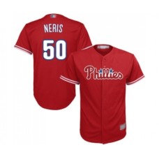 Men's Philadelphia Phillies #50 Hector Neris Replica Red Alternate Cool Base Baseball Jersey