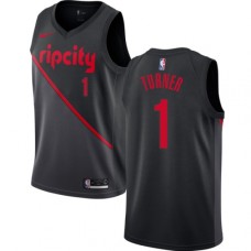 Men's Nike Portland Trail Blazers #1 Evan Turner Swingman Black NBA Jersey - 2018 19 City Edition