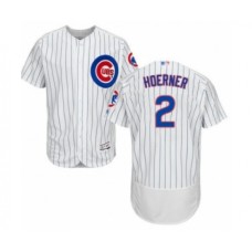 Men's Chicago Cubs #2 Nico Hoerner White Home Flex Base Authentic Collection Baseball Player Stitched Jersey