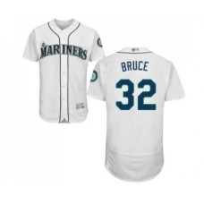 Men's Seattle Mariners #32 Jay Bruce White Home Flex Base Authentic Collection Baseball Jersey