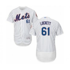 Men's New York Mets #61 Walker Lockett White Home Flex Base Authentic Collection Baseball Player Stitched Jersey