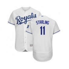 Men's Kansas City Royals #11 Bubba Starling White Home Flex Base Authentic Baseball Player Stitched Jersey