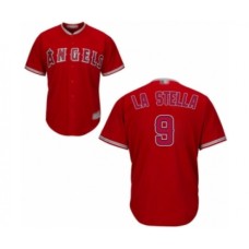 Men's Los Angeles Angels of Anaheim #9 Tommy La Stella Replica Red Alternate Cool Base Baseball Jersey