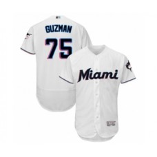 Men's Miami Marlins #75 Jorge Guzman White Home Flex Base Authentic Collection Baseball Player Stitched Jersey