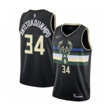 Men's Milwaukee Bucks #34 Giannis Antetokounmpo Authentic Black Finished Basketball Stitched Jersey - Statement Edition