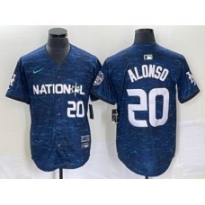 Men's Nike New York Mets #20 Pete Alonso Number Royal 2023 All Star Cool Base Stitched Baseball Jersey