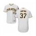 Men's Pittsburgh Pirates #37 Edgar Santana White Home Flex Base Authentic Collection Baseball Player Stitched Jersey