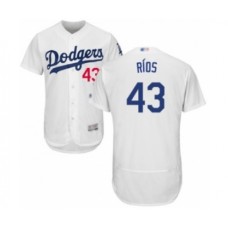 Men's Los Angeles Dodgers #43 Edwin Rios White Home Flex Base Authentic Collection Baseball Player Stitched Jersey