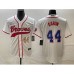 Men's Atlanta Braves #44 Hank Aaron Number White Cool Base Stitched Baseball Jersey