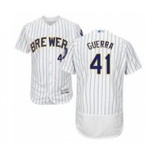 Men's Milwaukee Brewers #41 Junior Guerra White Home Flex Base Authentic Collection Baseball Player Stitched Jersey