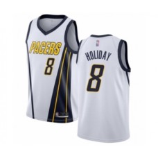 Men's Indiana Pacers #8 Justin Holiday White Swingman Stitched Jersey - Earned Edition