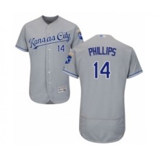 Men's Kansas City Royals #14 Brett Phillips Grey Road Flex Base Authentic Collection Baseball Player Stitched Jersey