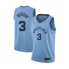 Men's Memphis Grizzlies #3 Allen Iverson Authentic Blue Finished Basketball Stitched Jersey Statement Edition