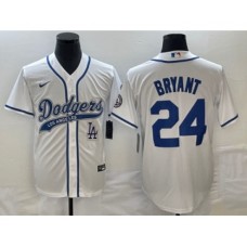 Men's Los Angeles Dodgers #24 Kobe Bryant White Cool Base Stitched Baseball Jersey1