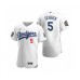 Men's Los Angeles Dodgers #5 Corey Seager Nike White 2020 World Series Authentic Stitched Jersey