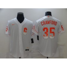 Men's San Francisco Giants #35 Brandon Crawford White 2021 City Connect Replica Player Stitched Jersey