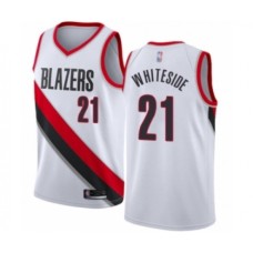 Men's Portland Trail Blazers #21 Hassan Whiteside Authentic White Basketball Jersey - Association Edition