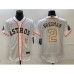 Men's Houston Astros #2 Alex Bregman Number 2023 White Gold World Serise Champions Flex Base Stitched Jersey2