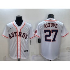 Men's Houston Astros #27 Jose Altuve White With Patch Stitched MLB Cool Base Nike Jersey