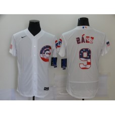 Men's Nike Chicago Cubs #9 Javier Baez White 2020 Stars & Stripes 4th of July Stitched Jersey